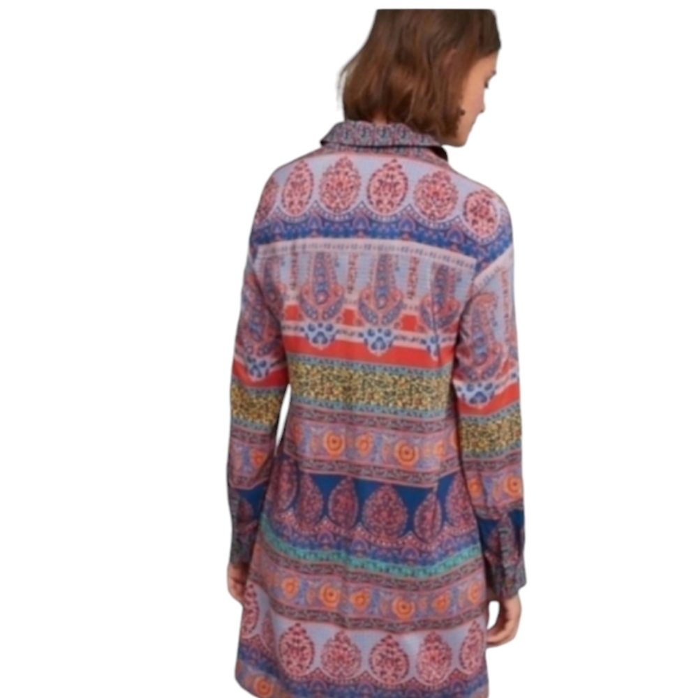 Anthropologie x Maeve Casablanca Silk Shirt Dress Mixed Print Size 0 - Picture 5 of 16